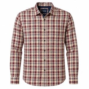 Oxemberg Button Down Shirt Size 44 Burgundy Plaid Shirt Heritage Workwear Rustic